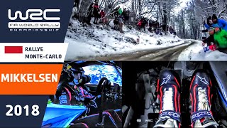 MIKKELSEN pedal cam onboard Rallye MonteCarlo 2018 Hyundai i20 Coupe WRC on slippy snow and ice [upl. by Ettelimay457]