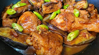 BINAGOONGANG MANOK  Chicken Binagoongan with Eggplant [upl. by Elleina]