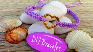 DIY Bracelet Bracelet Making Tutorial with String and a Heart Charm [upl. by Eelahs]