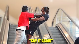 DISRESPECTFUL IM ON THE PHONE PRANK ON ESCALATORS GONE WRONG [upl. by Catt968]