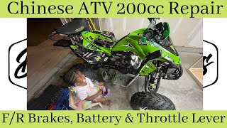 200CC Chinese ATV Repair  Front amp Rear Brakes  Battery  Brake Lever Thumb Throttle [upl. by Parik]