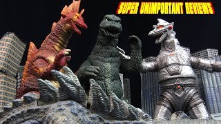 Bandai Godzilla 1975 Titanosaurus amp Showa Mechagodzilla Vinyl Review  Featuring 1998 Godzilla [upl. by Verina]