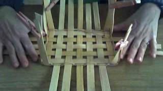 Basket Weaving Video 5 Upsetting the Sides of a Basket How to weave a basket [upl. by Sanbo328]