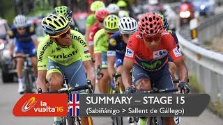 Summary  Stage 15 Sabiñánigo  Sallent de Gállego Aramón Formigal  La Vuelta a España 2016 [upl. by Llerahs]