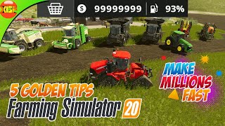 5 Golden tips to make money fast in Farming Simulator 20 fs 20 [upl. by Milty]