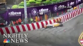 The Scary Moment A Teenage Formula 3 Driver Goes Airborne Crashes During Race  NBC Nightly News [upl. by Yrruc]