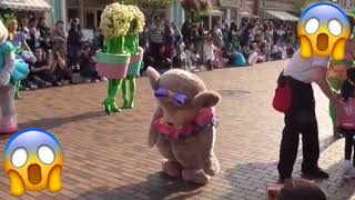 DISNEY CHARACTER FAINTS DURING PARADE [upl. by Ynaffit284]