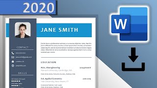 CV Template Word DOWNLOAD FREE ⬇ 2020 😱  Blue Resume Design with Icons ✪ DOCX ✪ [upl. by Koch]