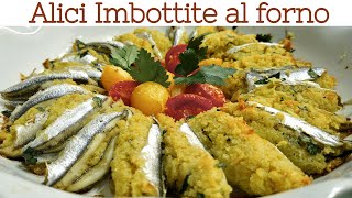 ALICI IMBOTTITE AL FORNO ricetta facile e leggera STUFFED ANCHOVIES [upl. by Schweitzer]