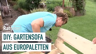 DIY Gartensofa aus Europaletten  Die Ratgeber [upl. by Nikal555]