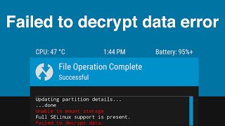Fix Failed to decrypt data error in TWRPOrangeFox [upl. by Aknayirp]