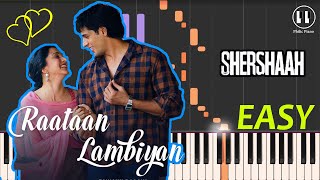 Raataan Lambiyan  Shershaah 2021  EASY Piano Tutorial [upl. by Eisse]