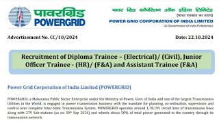 PowerGrid private limited  Junior Officer Trainee HR  Assistant Trainee Job Vacancy 2024 [upl. by Fairfield455]