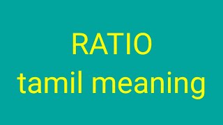 RATIO tamil meaning  சசிகுமார் [upl. by Anglo]