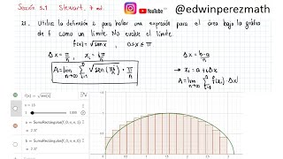 Cálculo Stewart Ej 21 Suma de Riemann para la función fxsqrtsinx x\in0pi Geogebra [upl. by Aneekan]