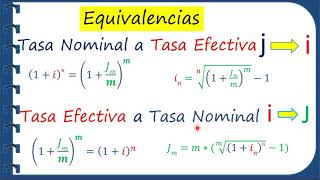 Formulas y ejercicios Equivalencia Tasa Nominal  Tasa Efectiva y viceversa [upl. by Peg493]