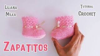 Escarpines zapatitos de bebe a crochet ganchillo paso a paso [upl. by Anilorak]