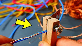 How to Strip any Copper Wires in just a Couple of Minutes  4 New Lifehacks [upl. by Acilef]