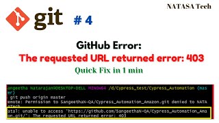 Git  4  GitHub Error The requested URL returned error 403 While pushing to a GitHub repository [upl. by Donoho]