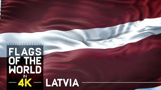 Latvian Flag and National Anthem in 4K  Latvijas karogs un valsts himna 4K formātā [upl. by Bilicki77]