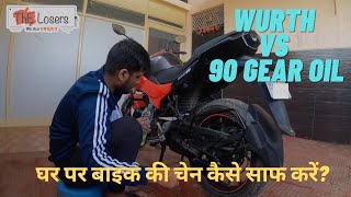 HOW TO CLEAN AND LUBE Hero Xtreme 160R MOTORCYCLE CHAIN WURTH CHAIN LUBE VS 90 GEAR OIL [upl. by Carola538]