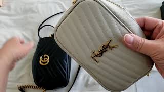 Gucci VS Saint Laurent MINI Camera Bag GG Marmont amp Lou COMPARISONS  What Fits YSL Unboxing [upl. by Kcirdnekel]