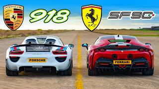 Ferrari SF90 v Porsche 918 Spyder DRAG RACE [upl. by Okimuy36]