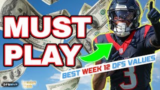 TOP Week 12 NFL DFS Picks amp Values You NEED to Know  Fantasy Football 2023  Tank Dell amp More [upl. by Asamot]