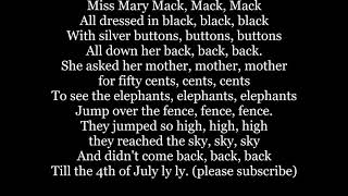 MISS MARY MACK Lyrics Words Childrens clapping game Sing Along Music song Ms Mary mrs Mary Mack mac [upl. by Dewain]