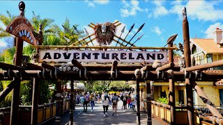 Magic Kingdom Adventureland Walkthrough in 4K  Walt Disney World January 2022 Orlando Florida [upl. by Attiuqahs]