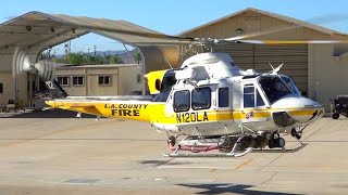 Bell 412EP  Los Angeles County Fire N120LA  Startup and Takeoff at Barton Heliport  Helicopter [upl. by Koa]