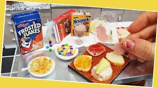 REAL but mini BREAKFASTmini bread with jam and mini ham sandwich with cheese Jennys mini cooking [upl. by Emawk67]