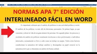 APLICAR INTERLINEADO FÁCIL Y RÁPIDO EN WORD SEGÚN NORMAS APA SÉPTIMA EDICIÓN 7ma [upl. by Ase888]