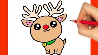 HOW TO DRAW A CHRISTMAS REINDEER  CHRISTMAS DRAWINGS [upl. by Anahcra]