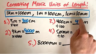 Converting Metric Units mm cm m km [upl. by Yenhoj]