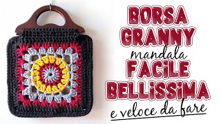 uncinetto facile  borsa granny mandala bella e veloce [upl. by Ruhtracam]