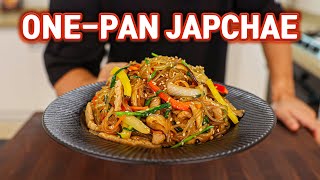 15 MINUTES One Pan Japchae Recipe Korean Glass Noodles [upl. by Desirae]