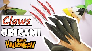 Origami Claws  Paper Claws  Easy Halloween Toy [upl. by Wilbur]