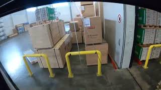 Unloading trailer with damaged goods POV E50 Forklift from Linde [upl. by Leahsim]