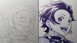 DRAWING ANIME TUTORIAL  How To Draw TANJIRO KAMADO For Beginner  KIMETSU NO YAIBA [upl. by Koetke]