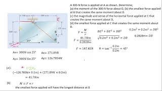 🔷 5  BASIC MECHANICS  How to find a Moment Of the 300N Force about D And Resolve Forces [upl. by Ah]