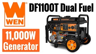 WEN DF1100T Dual Fuel 11000 Watt Generator  Propane or Gasoline 120V240V AC and 50A Outlet [upl. by Suedaht]