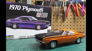 Revell 1970 Plymouth AAR Cuda 125 Scale Model Kit Build Review 854416 [upl. by Esialb]