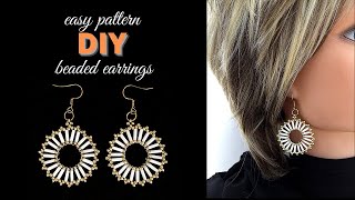 very easy pattern for DIY beaded earrings beginner beading [upl. by Gelb]