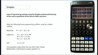 Simplex using Casio calculator [upl. by Itnuahsa806]