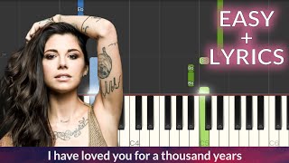 Christina Perri  A Thousand Years EASY Piano Tutorial  Lyrics [upl. by Aelhsa857]