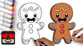 How To Draw Gingerbread Man [upl. by Salvidor]