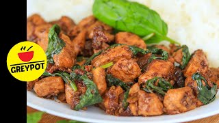 Thai Basil Chicken  10 Minutes Spicy Pad Krapow Gai Recipe [upl. by Dnalhsa]