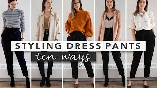 10 Different Ways to Style Black Dress Pants Simple amp Minimal Outfit Ideas  by Erin Elizabeth [upl. by Wivina]