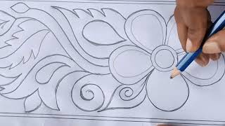 Hand embroidery nakshi kantha design drawing tutorialনকশীকাঁথা নকশা [upl. by Ailama]